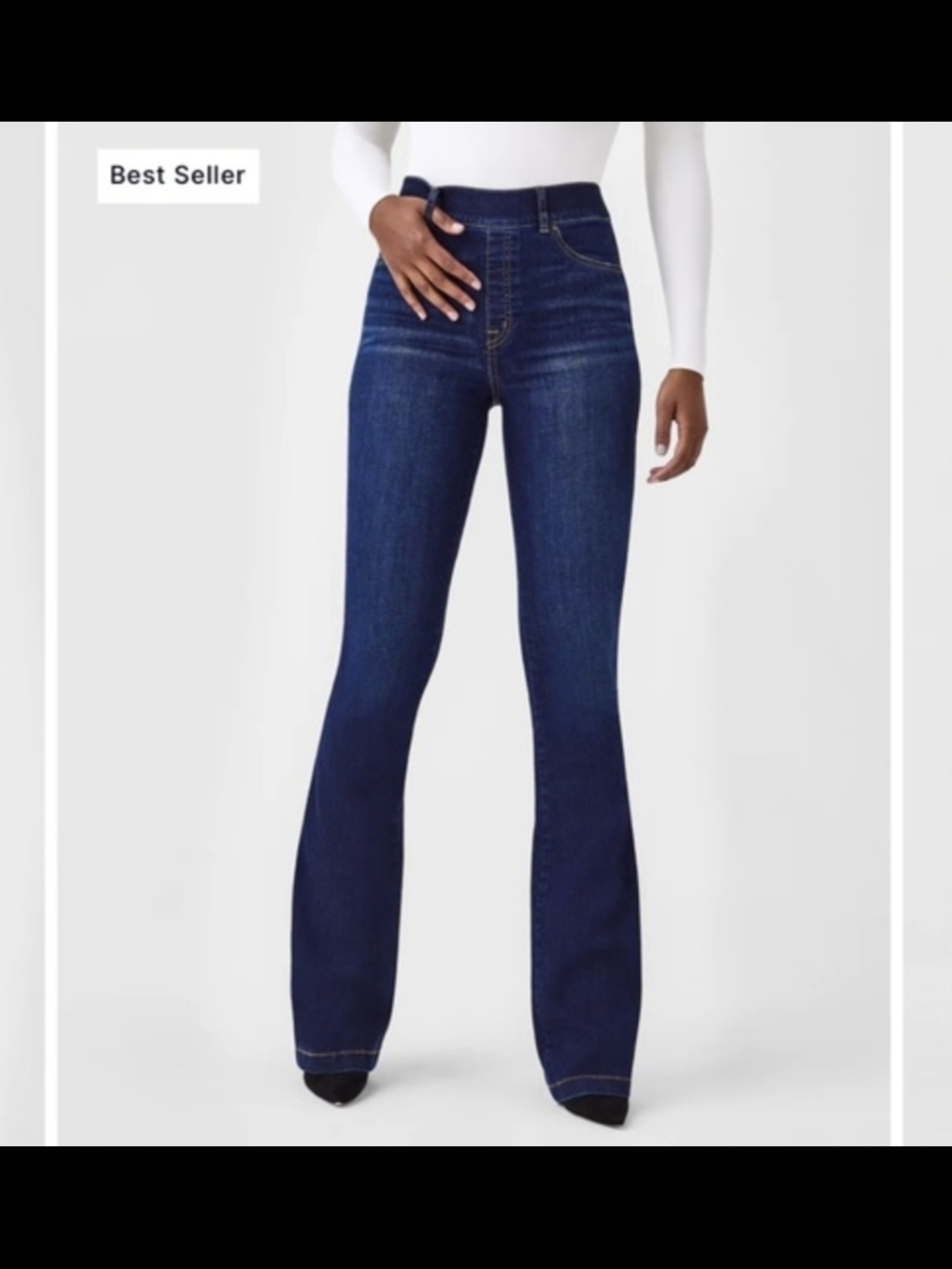 SPANX Shape Flare Jeans New With Tags Size Large Midnight Indigo - Picture 2 of 13